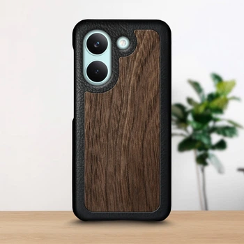 Кожаная накладка Stenk WoodBacker для Xiaomi Poco X8 Pro Черный (80615)