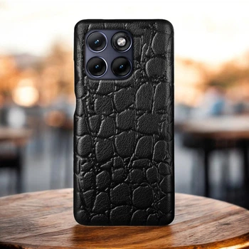 Кожаная накладка Stenk Reptile Cover для Motorola Edge 70 Fusion Черный (80601)