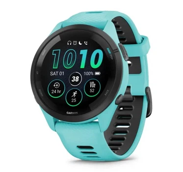Смарт-часы GARMIN Forerunner 265 Black Bezel w. Aqua Case and Aqua/Black Silicone Band (010-02810-02/12/52)