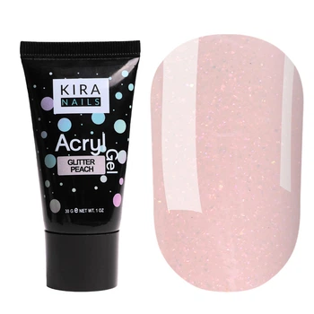 Акригель Kira Nails Acryl Gel Glitter Peach, 30 г