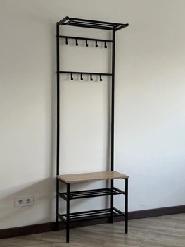 Вешалка для одежды металлическая разборная ELEGANCE Double 60 см Черный / Дуб Сонома