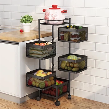 Стеллаж для кухонных принадлежностей Maxcook, напольная тележка, вращающийся, шестиярусный, модель MCWA253