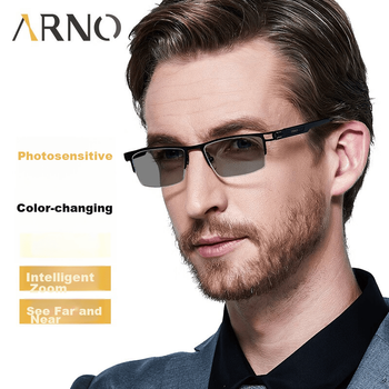 Очки для чтения ARNO FOCUS ON YOUR EYES для мужчин, бифокальные, немецкого производства, с автоматическим зумом и изменением цвета, для людей с пресбиопией, модель A1050Q, угол обзора 150 градусов.