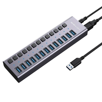 Acasis USB 3.0 Hub, групове керування прошивкою, високошвидкісний кабель-подовжувач з одного на 13 портів, багатопортовий конвертер для ноутбука, настільного комп'ютера, док-станція розширення HS-713MG