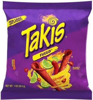 Екстра гострі Чіпси Takis Fuego Hot Chili Pepper & Lime Extreme Spicy Tortilla Чилі і Лайм 28.4г