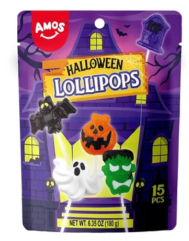 Леденцы на палочке Amos Halloween Lollipop 180г