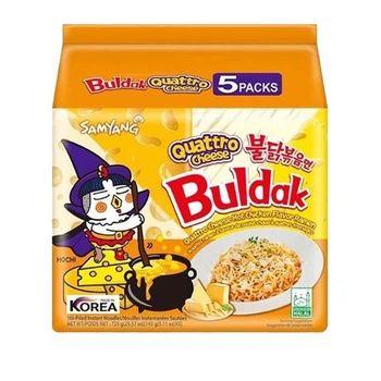 Лапша Рамен 4 Сыры Samyang Buldak Quattro Cheese Hot Chicken Ramen Бульдак с Курицей 5x145г
