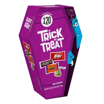 Подарунковий набір цукерок Hershey's Trick or Treat Halloween Assorted Candy Coffin Gift Box Шоколадне Асорті в коробці Труна 1150г