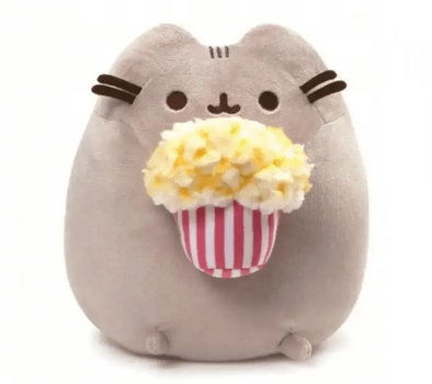 Мягкая игрушка Pusheen The Cat With A Popcorn Кот с попкорном в лапках 18см Серый