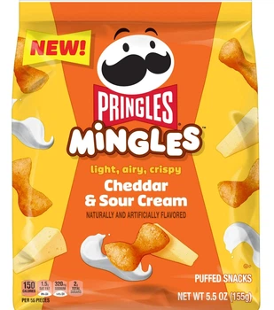 Закуска Pringles Mingles Cheddar and сметана Листковий сир з сиром та сметаною 155г