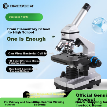 Микроскоп Bresser 88-55030, профессиональный микроскоп для студенческих биологических экспериментов, увеличение 1600x, высокая четкость, с подвижной шкалой, новогодний подарок.