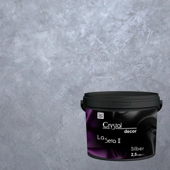 Декоративная шпатлевка с перламутровым отблеском (аналог Отточенто) Crystal Decor La Seta II (Silber) 2.5 л