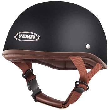 Шлем мотоциклетный YEMA 352S, ретро, полушлем, матовый черный