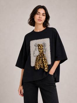 Жіночий світшот oversize Леопардова хустка Modna KAZKA MKNK90901 - 38/40, Чорний