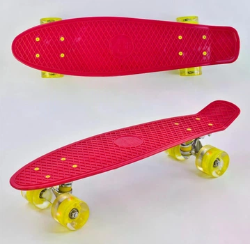 Скейт Пенни борд 0220 (8) Best Board, КРАСНЫЙ, доска = 55см, колеса PU со светом, диаметр 6 см