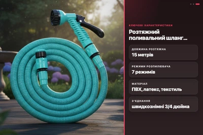 Шланг поливочный Expandable Garden Hose K-50FT растягивается 15м с распылителем 7 режимов