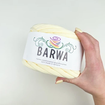 Пряжа стрічкова Barwa трикотажна плоска для в'язання макраме кремова ваніла №21