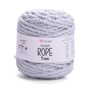 Шнур кручений rope macrame 9 mm 55м 1000г світло-сірий №756