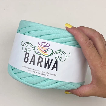 Пряжа стрічкова Barwa трикотажна плоска для в'язання макраме світла бірюза Тіффані №56
