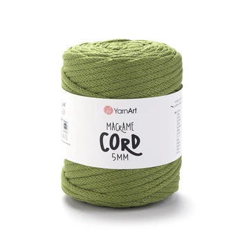 Шнур плетений YarnArt macrame cord 5 мм с сердечником для макраме зелений №787