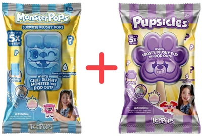 Набор мягких игрушек-сюрпризов Ice Pops с формой для мороженого Monster Pops Веселые монстрики + Pupsicles Милые собачки (584858371_584858374)
