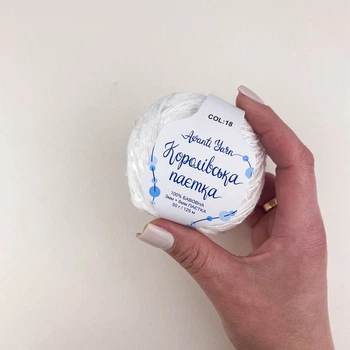 Пряжа Avanti Королівська Паєтка 50г 125м Біла з прозорою паєткою №18