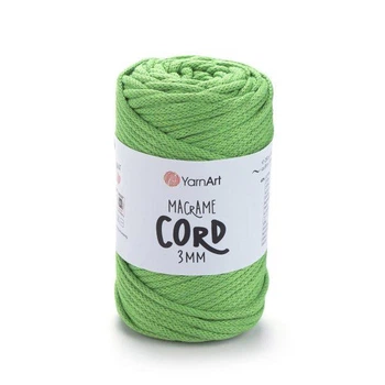 Шнур плетений YarnArt macrame cord 3 мм для макраме яскраво-зелений №802