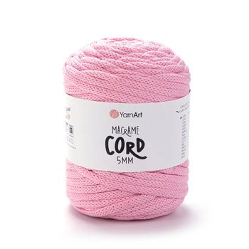 Шнур плетений YarnArt macrame cord 5 мм с сердечником для макраме рожевий №762
