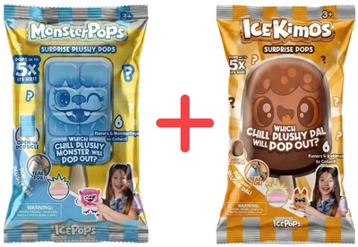 Набор мягких игрушек-сюрпризов Ice Pops с формой для мороженого Monster Pops Веселые монстрики + Ice Kimos Забавные ледяные друзья (584858371_584858377)