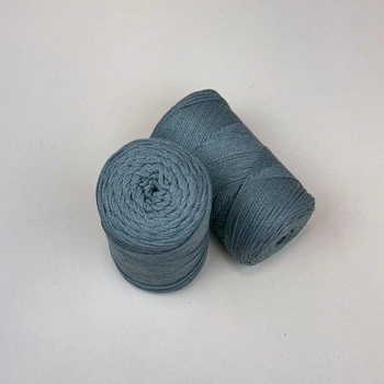 Шнур плетений YarnArt macrame cotton 2мм сизо-сірий (№795)