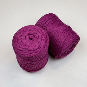 Шнур плетений YarnArt macrame cord 5 мм с сердечником для макраме фіолетовий (№777)