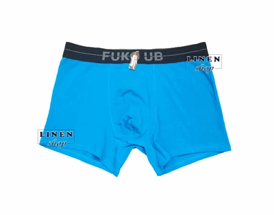 Синие мужские хлопковые трусы шорты с широкой резинкой Fuko UB 8207 3XL