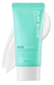 Сонцезахисний крем-гель зволожуючий A'Pieu Pure Block Aqua Sun Gel SPF50+ PA+++, 50 мл – легкий гель для щоденної захисту