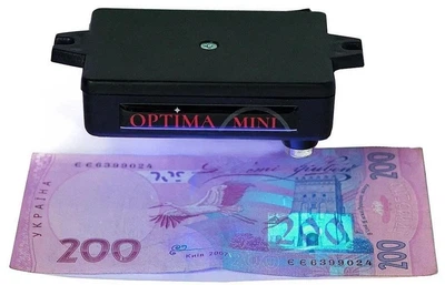 Аппарат для проверки валют Optima Mini, УФ детектор банкнот, портативный Скоростной счётчик денег С функцией детекции подделок, С автоматическим стартом подсчёта