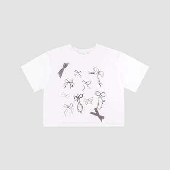 Подростковая укороченная футболка для девочки Bembi FT59-100 140 см Белая (47059321045.100)