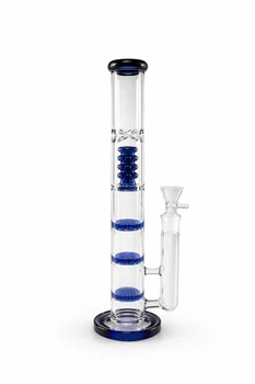 Бонг стеклянный Triple 2 Blue с Honeycomb и льдом 41 см