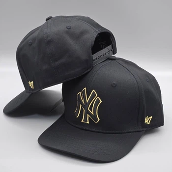 Кепка с прямым козырьком снепбек snapback NY 47 New York Черный с золотистым