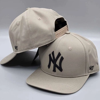 Кепка с прямым козырьком снепбек snapback NY 47 New York Бежевый