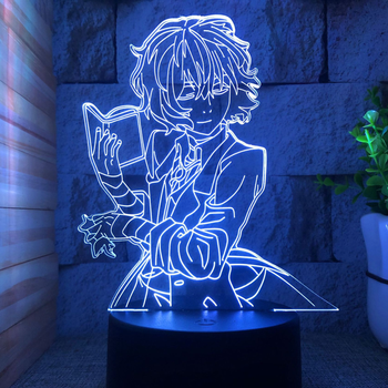 Акриловый 3D Светильник RGB Великий из Бродячих Псов Осаму Дазай Bungou Stray Dogs Osamu Dazai 18 см