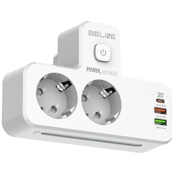 Удлинитель Beline с LED подсветкой 2xUSB-A/USB-C/2xAC White BLNPH01 (5906849664142)