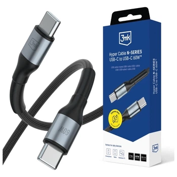 Кабель 3MK Hyper Cable N-SERIES USB-C to USB-C 2m 20V/3A 60W Black (5903108680226)