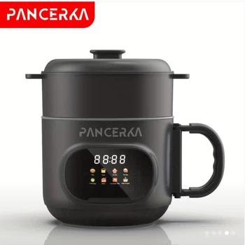 Электрическая мини-мультиварка (электрокастрюля) PANCERKA 1,6 л, 550 Вт, HD цифровой дисплей, сенсорное управление, 8 режимов, пароварка, 220–240 В, черный