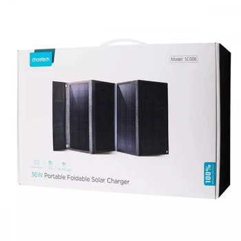 Cолнечная панель для зарядки гаджетов 36W Choetech SC006 Portable Solar Charger USB QC3.0/Type-C PD3.0 с быстрой зарядкой