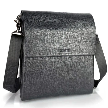 Мужская кожаная сумка через плечо BEXHILL TD-18621 — мессенджер планшет 23x26x6 черная