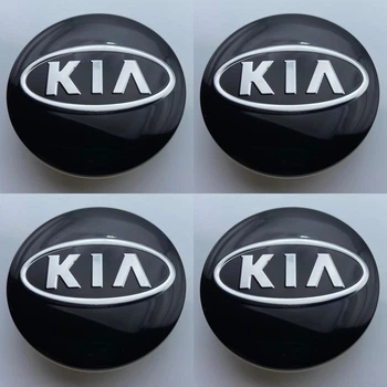 Колпачки KIA 56 мм 52 мм черные с хром логотипом заглушки в диск киа