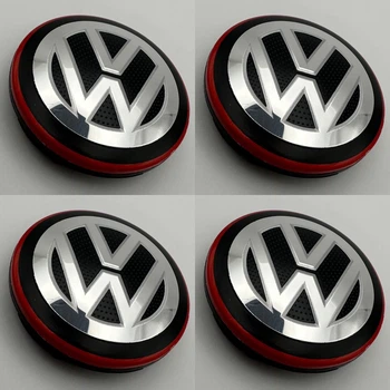 Колпачки для дисков Volkswagen 56 мм 52 мм 6C0601171 заглушки фольцваген GTI черные с красным