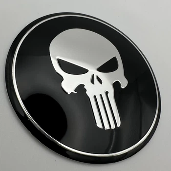 Наклейка для колпачков с логотипом PUNISHER каратель 60 мм череп металическая