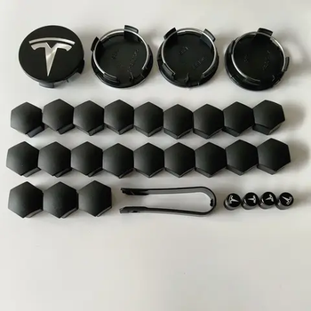 Набір ковпачки на болти гайки ковпачки на колеса 21 мм для Тесла Tesla чорні на ніпель