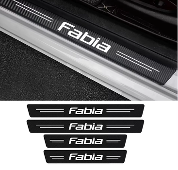 Защитная пленка накладка на пороги для шкода Skoda Fabia Черный Карбон наклейки светоотражающие надписи
