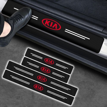 Захисна плівка накладка на пороги для кіа Kia Чорний Карбон наклейки світловідбивні написи
